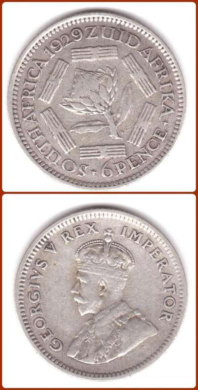 UNION - 1929 - 6 PENCE - SIXPENCE - F COIN