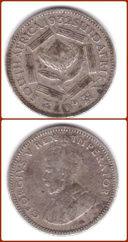 UNION - 1932 - 6 PENCE - SIXPENCE - VG COIN