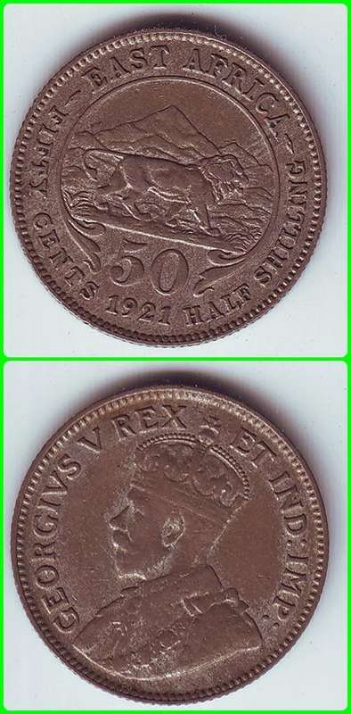 EAST AFRICA - 1921 - 50 CENTS - KM# 20 - VG/F COIN