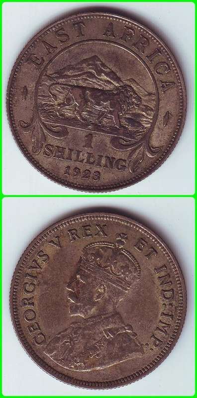 EAST AFRICA - 1923 - 1 SHILLING - KM# 21 - VG/F COIN - 25% SILVER