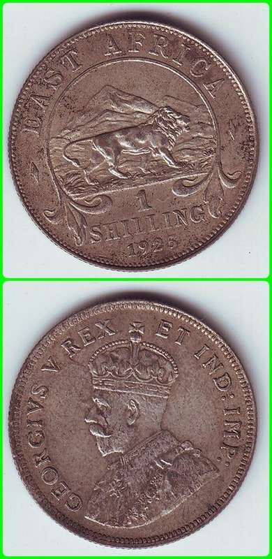 EAST AFRICA - 1925 - 1 SHILLING - KM# 21 - F/VF COIN - 25% SILVER