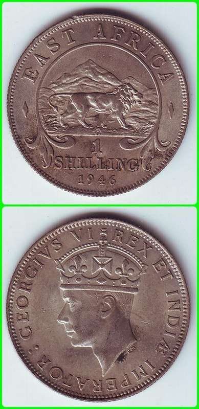 EAST AFRICA - 1946SA - 1 SHILLING - KM# 28.4 - VF COIN - 25% SILVER