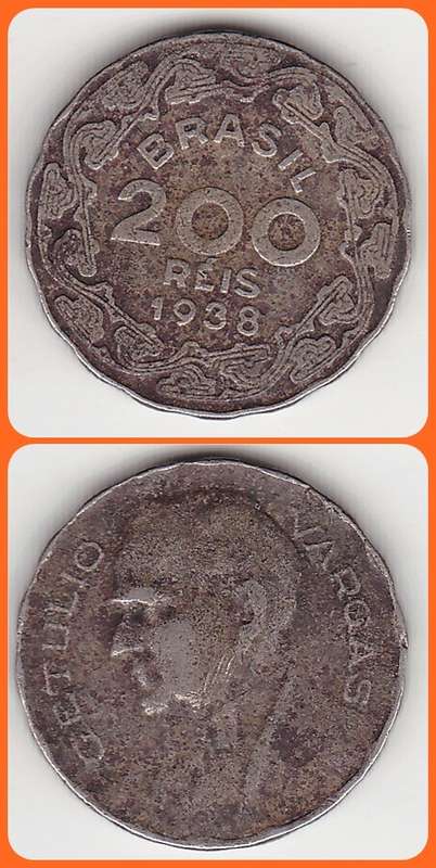BRAZIL - 1938 - 200 REIS - F/VF COIN - (545)