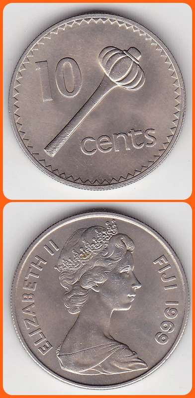 FIJI ISLANDS - 1969 - 10 CENTS - KM# 30 - XF/UNC COIN