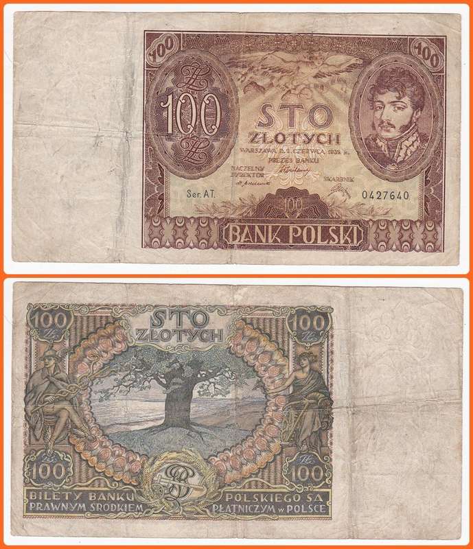 POLAND - 1932 - 100 ZLOTYCH - PIC# 74 - F NOTE - SER# 0427640