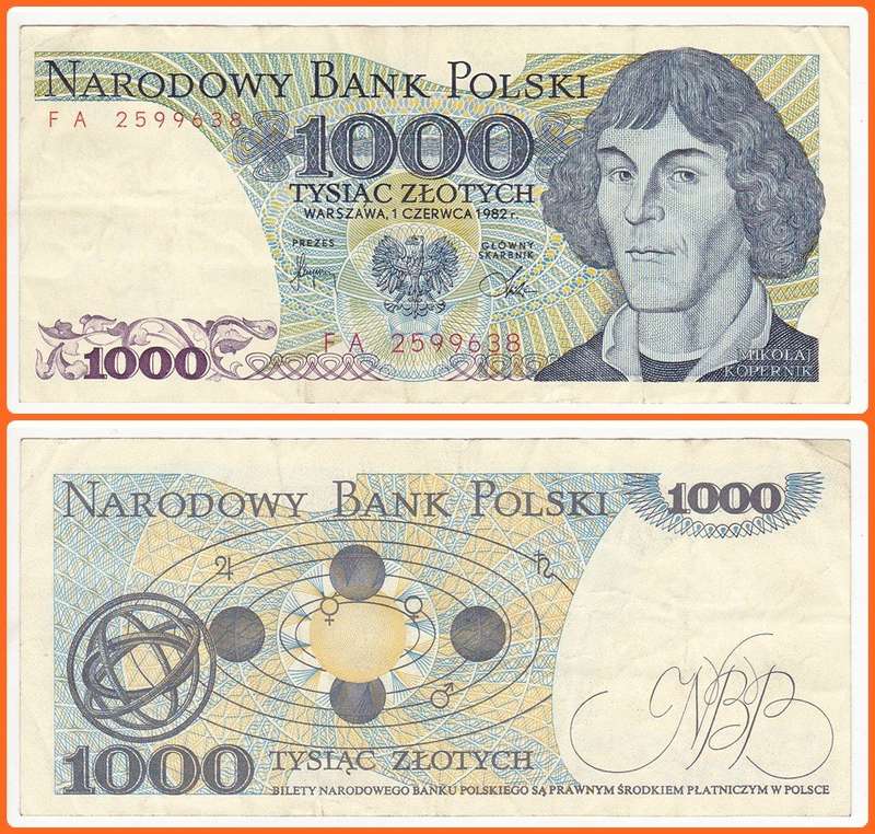 POLAND - 1982 - 1000 ZLOTYCH - PIC# 146c - VF/XF NOTE - SER# FA2599638
