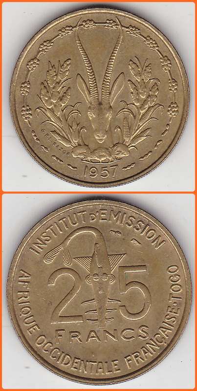 TOGO - 1957(a) - 25 FRANCS - KM# A9