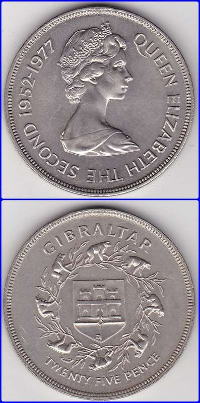GIBRALTAR - 1977 - 25 NEW PENCE - KM# 10
