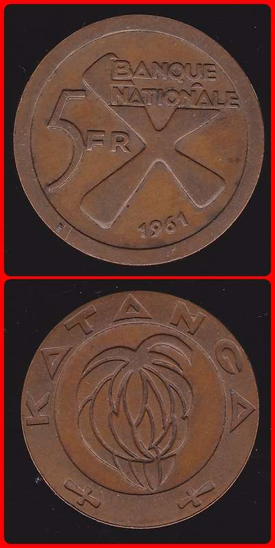 KATANGA - 1961 - 5 FRANC - KM# 2
