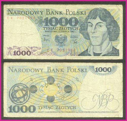 POLAND - 1982 - 1000 ZLOTYCH - PIC 146c - VG/F NOTE - (EK703...)