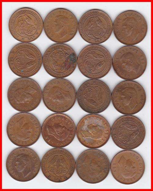 *** UNION - 1950 - QUARTER PENNY COINS X 20 IN 1 LOT ***