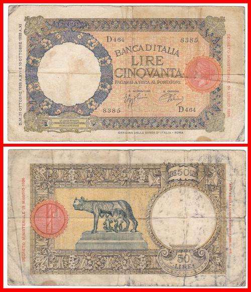 ITALY - 1938 - 50 LIRE - PIC 54b - VG/F NOTE - (838¿)