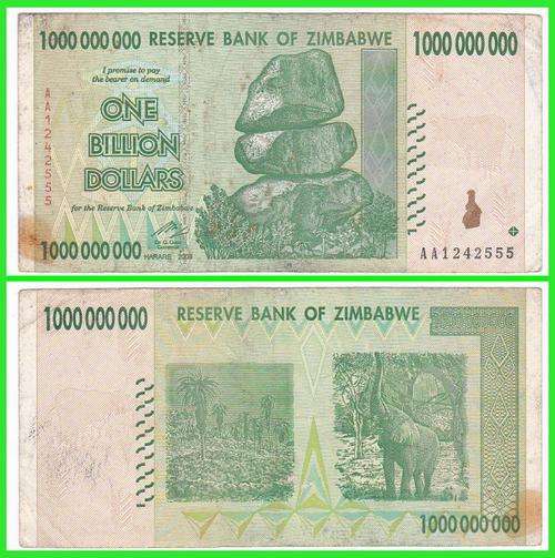 ZIMBABWE - 2008 - 1 000 000 000 DOLLARS - F NOTE - (AA124..)