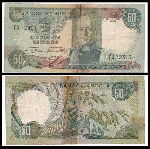 ANGOLA - 1972 - 50 ESCUDOS - Pic#: 100 - G/VG NOTE - (s/n: YG723..) - TAPE REPAIRS