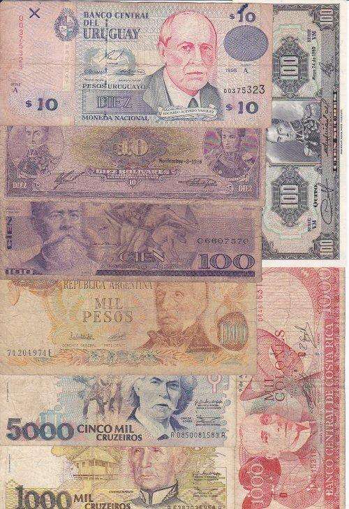 CENTRAL & SOUTHERN AMERICA's MIXED LOT 1  OF 3 - (8 MIXED GRADE NOTES PER LOT)