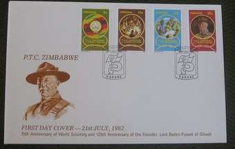 Zimbabwe First Day Cover - 75th Anniversary of World Scouting - 21 July 1982