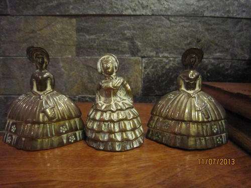 Vintage Brass Victorian lady bells