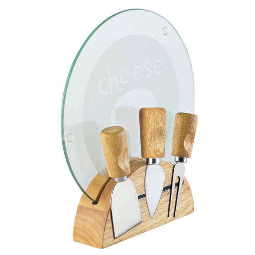 Glass cheeseboard and knife set