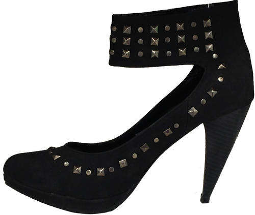 Ladies Black Studded Strap Shoe