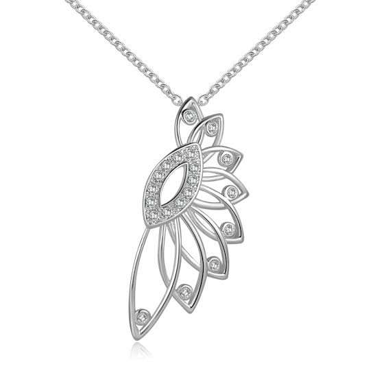 Sterling Silver-Filled Necklace with Cubic Zirconia Stone Pendant