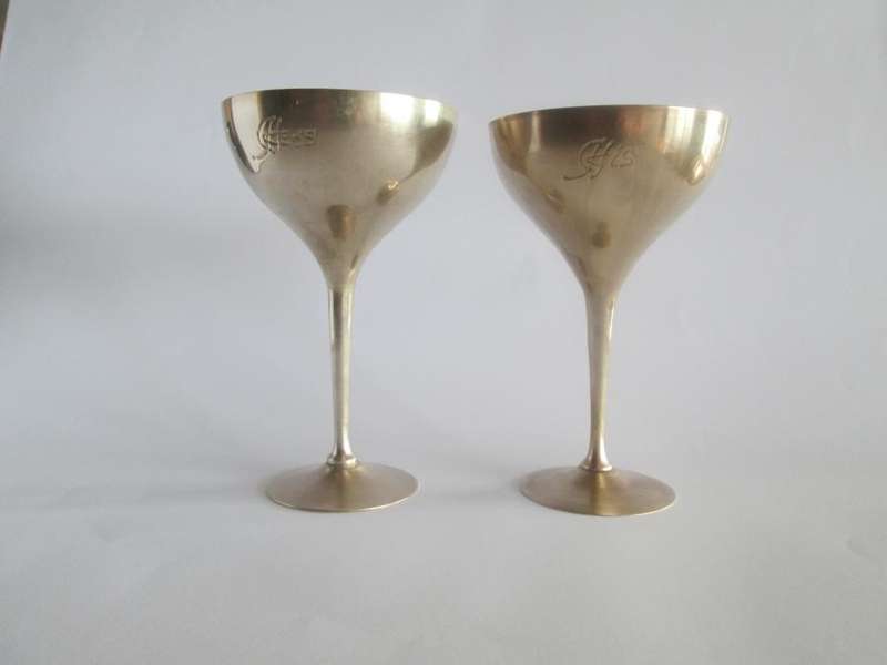 Silver plated wine goblets (His and Hers)