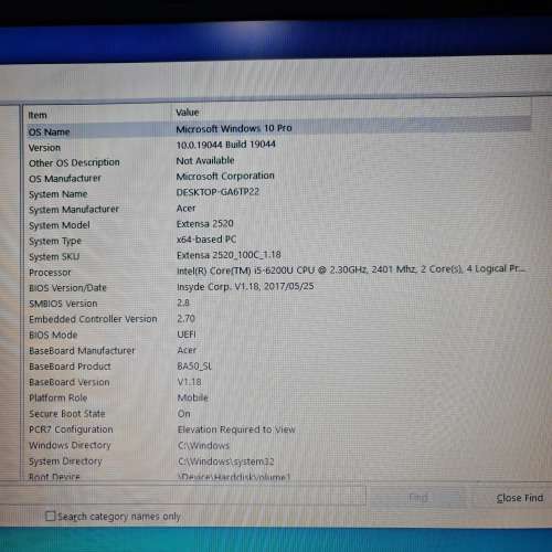 Acer Extensa 2520, I5 6th, 8gb, 1tb