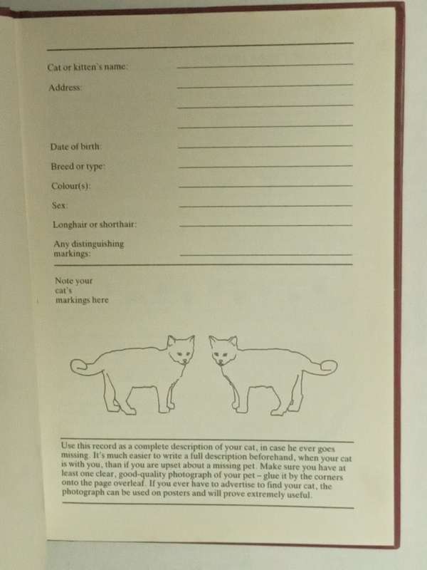 The Cat Maintenance Log Book by Grace McHATTIE -1986