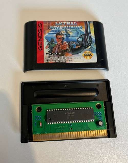 Lethal Enforcers Sega 16bit cartridge and light gun - untested