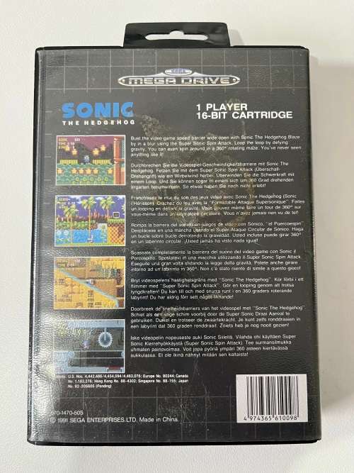 Sega Mega Drive game - Sonic the Hedgehog 16bit cartridge