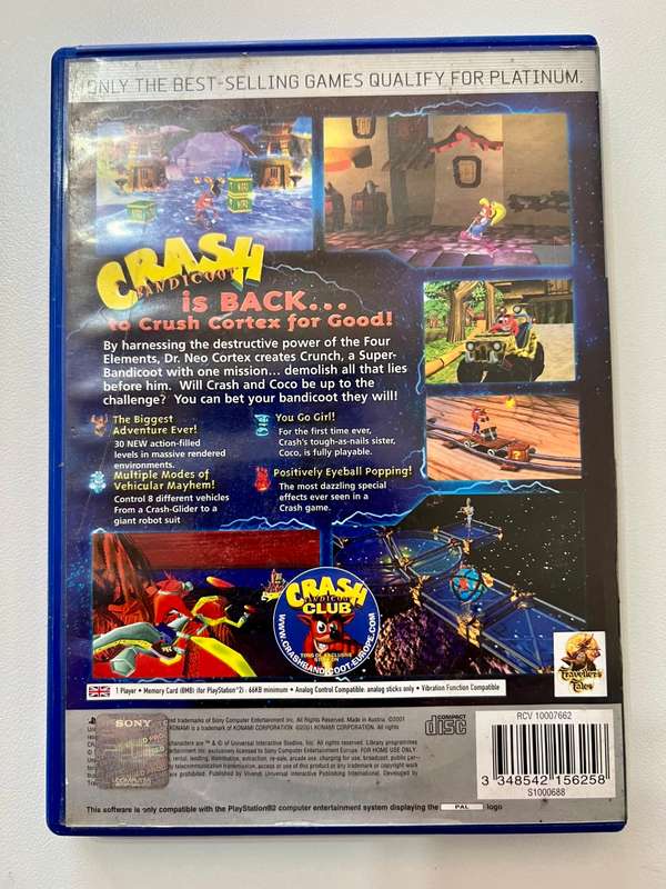 Crash Bandicoot The wrath of Cortex Platinum for PS2