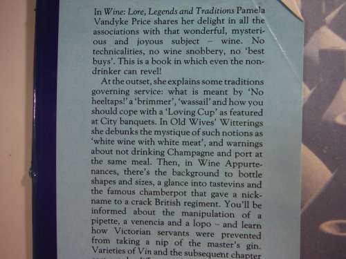 Wine : Lore, Legends and Traditions - Hardcover - Pamela Vandyke Price - 1985