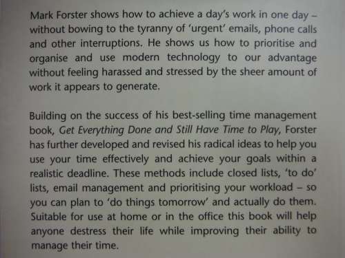 Do it Tomorrow : and Other Secrets of Time Management - Paperback - Mark Forster