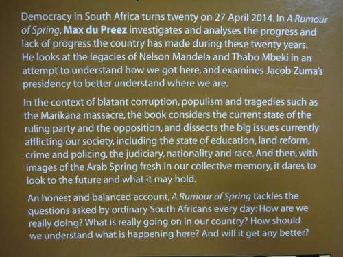 A Rumour of Spring : South Africa After 20 Years of Democracy - Max Du Preez