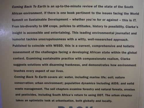 Coming Back to Earth : South Africa`s Changing Environment - James Clarke