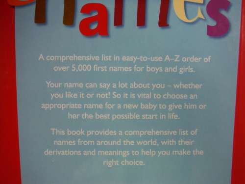 Dictionary of First Names : Over 5000 First Names for Boys and Girls