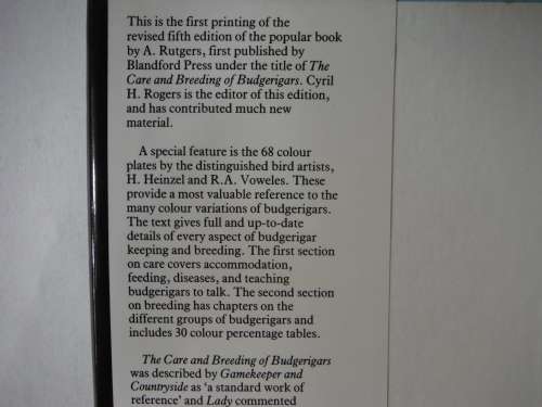 Budgerigars in Colour : Their Care and Breeding - A. Rutgers