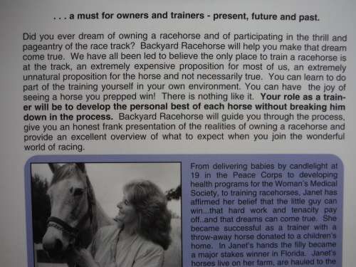 Backyard Race Horse : The Training Manual - Janet Del Castillo