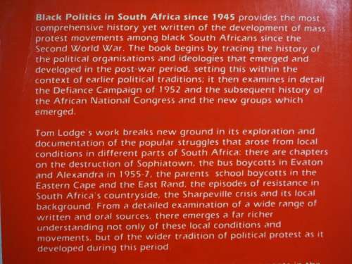 Black Politics in South Africa Since 1945 - Tom Lodge - 1987