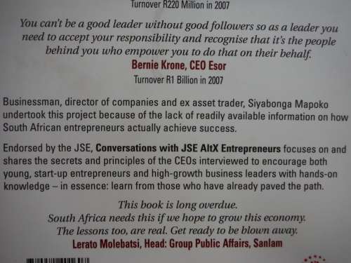 Conversations with JSE AltX Entrepreneurs -  Paperback - Siyabonga Mapoko