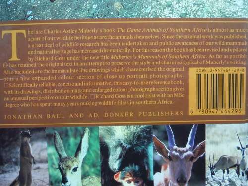 Maberly`s Mammals of Southern Africa - Revised and Updated by Richard Goss