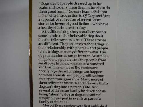 Of Dogs and Men - Great Contemporary Dog Stories - Hardcover - Edited by Jeanne Schinto