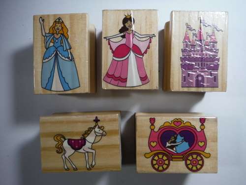 A Lot of 5 Fairytale Themed Rubber Stamps for Kids