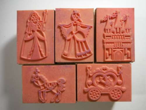 A Lot of 5 Fairytale Themed Rubber Stamps for Kids