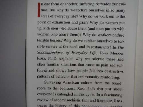 The Sadomasochism of Everyday Life - Hardcover -  John Munder Ross, PH.D.