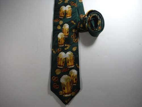 Beer and Snacks Novelty Tie - Handmade All Silk - Made in USA