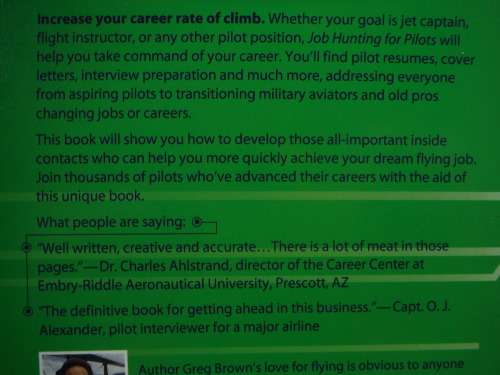 Job Hunting for Pilots : Networking Your Way to a Flying Job - Greg Brown