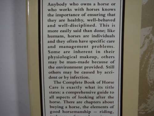 The Complete Book of Horse Care - Tim Hawcroft - Hardcover Equestrian Book - 1985