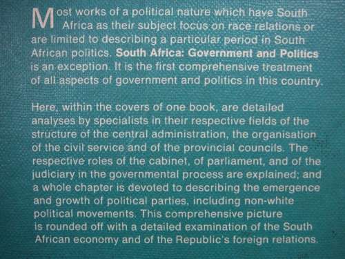 South Africa : Government and Politics - Hardcover - Denis Worrall - 1977 Edition