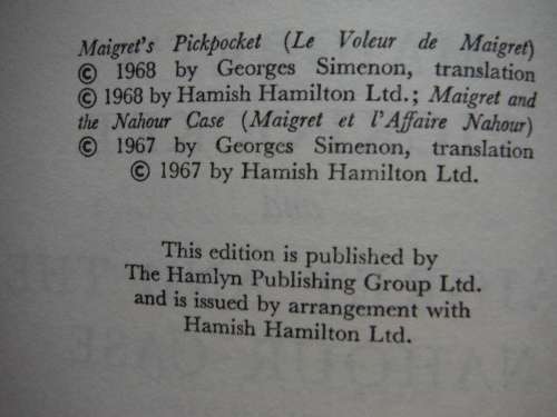 Maigret`s Pickpocket and Maigret and the Nahour Case - Simenon