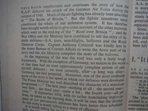 Roof Over Britain : The Official Story of the A.A Defences 1939-1942 - Published 1943